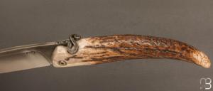 Couteau de poche Piémontais par Mickael Moing - Bois de cerf et 100c6