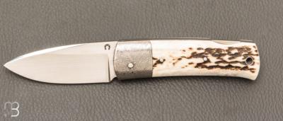 Couteau " Pitigrow  " par Les Couteliers de Fontainebleau - Bois de cerf