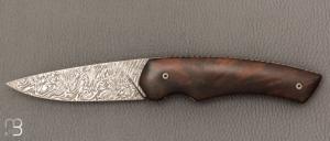   Couteau " Quetsche " Liner-Lock flipper par Louis Contat - Noyer et damas explosion