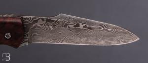    Couteau " Rapace " pliant par Jean-Yves Bourbeau - Palissandre et lame damas
