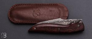    Couteau " Rapace " pliant par Jean-Yves Bourbeau - Palissandre et lame damas