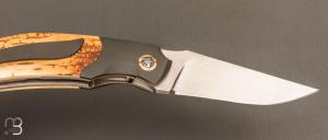     Couteau " Rocket " custom de Stéphane Sagric - Ivoire de mammouth et lame en RWL34