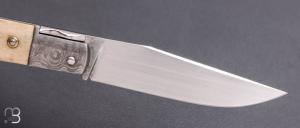  Couteau " Rumilly " custom par David Brenière - Bois de cerf / Damas et 90MCV8