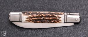 Couteau " Rumilly " par Romain Alvarez - Bois de cerf et lame en RWL34