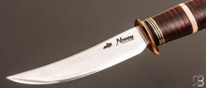 Couteau  "  Scagel  " par Douglas Noren - Master Smith - Rondelles de cuir et bois de cerf