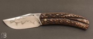  Couteau " Slipjoint " custom par Guy Poggetti - bois de cerf et lame en C130