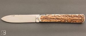   Couteau " Style Pradel " par Eric Albert - Bois de cerf et lame D2