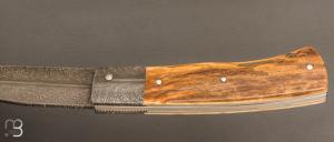    Couteau " Talar " pliant ivoire de mammouth et damas plume de Anthony Brochier