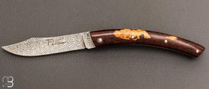    Couteau  de poche le Thiers 11 CM par Cognet - Bois de fer et lame damas