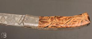     Couteau " Tire-bouchon" par Philippe Ricard - Loupe de chêne et lame damas