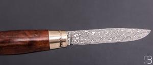 Couteau Tonneau par Jean Michel REMAUD - Palissandre du Honduras et lame damas
