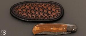 Couteau " Tony " custom de Anthony Brochier - Damas multi-barreaux torsadé et ivoire de mammouth