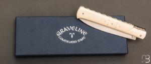 Couteau  " Yssingeaux " d'exception par Pascal et Isabelle Graveline - Mammouth clouté d'or et RWL34