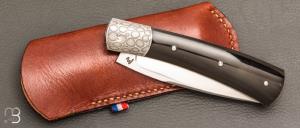    Couteau " Zeul " custom  par Mathieu Gerster - Buffle / damas et RWL34