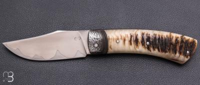   Couteau " custom " pliant par Mickaël Moing - Corne de bélier