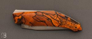 Couteau custom par Samuel Jugieau - Hêtre échauffé et lame en D2 