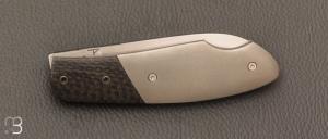    Couteau  "  custom " pliant par David Lespect - Titane/carbone et lame RWL34