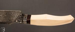    Couteau  "  custom " fixe de Berthelemy Gabriel - La Forge Agab - Ivoire de mammouth et damas 