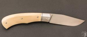 Couteau " Jack " pliant par Tanguy Coillot - Ivoire de mammouth et lame en RWL34