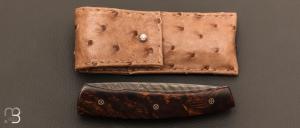    Couteau " Liner-Lock " damas et bois de fer d'Arizona par Alain & Joris Chomilier