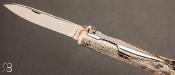 Couteau de poche Navette 18 cm os de coudou par J.Mongin