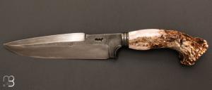 Fixed knife by Frdric Maschio - Elk antler and 80CrV2 steel blade