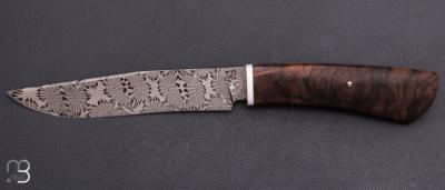 Couteau droit par Nicolas Mestrallet - Atelier du couteau de Vaunaveys - Damas mosaique et noyer