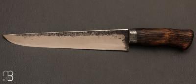 Couteau droit "Trancheur" chêne brûlé et C70 par la Forge de Pierre