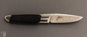    Couteau droit custom de Jacques Jobin - Damas et Galuchat