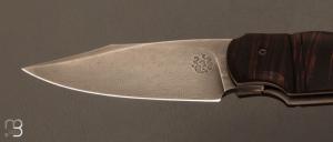 Couteau  "  Front-flipper custom " par Fabrice Delbart - Forge Celtique - Gidgee et Damas