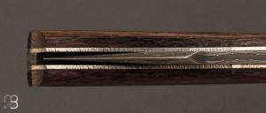 Couteau   " custom " léopard wood et damas de Poule Strand par Alain et Joris Chomilier