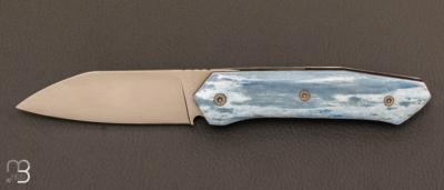 Couteau " custom " liner-lock os de chameau teinté par Christophe Lemaire - Coutellerie Tofbarteam