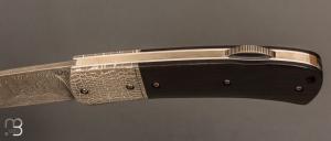    Couteau " lock-back " custom par David Breniere - ébène et damas