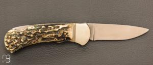 Couteau " lock-back " de poche par Hubertus - Bois de cerf