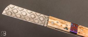 Couteau  "  Snard  " par Tom Fleury - ivoire de mammouth et lame damas