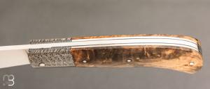    Couteau " trappeur " custom par Anthony Brochier - Loupe de buis / damas et RWL34