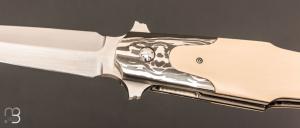    " Dague pliante custom " de Stéphane Sagric - Micarta et RWL34