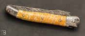 Couteau de collection Laguiole Damas et molaire de mammouth par Rozelier Fabien- Ty Coutelier