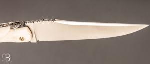   Couteau " Laguiole d'art 13 CM  " de Jérôme Lamic - Bois de cerf sambar et 14C28N