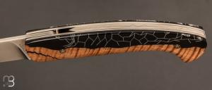   Couteau  de poche 1515 collection "Hybride" par Manu Laplace - Erable ondé/Résine et lame ice blade