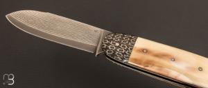 Couteau " Bulldog " phacochère et damas par Thomas Chovin