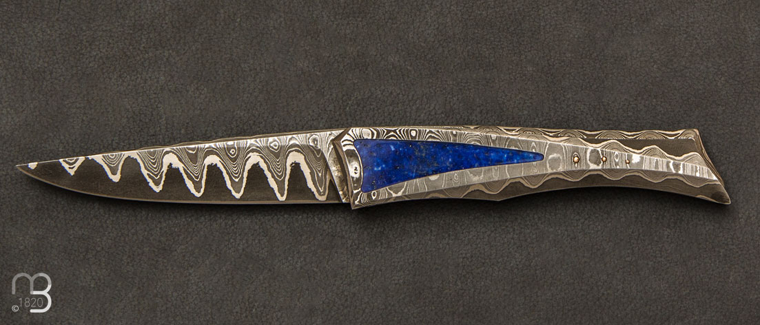 Couteau Lapis Lazuli et damas nickel de A&J Chomilier