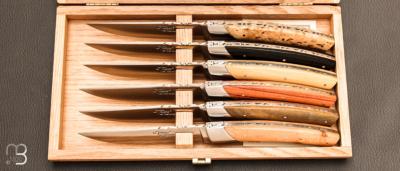 Coffret de 6 couteaux de table LE THIERS manches bois assortis par Chambriard