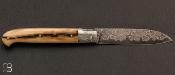 Couteau de poche Yssingeaux mammouth et damas par David Brenière
