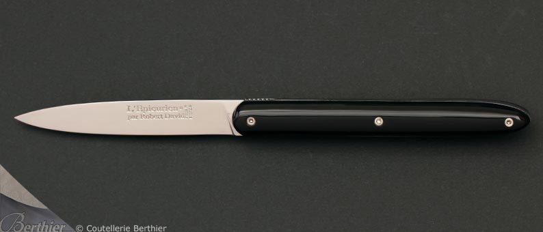 Couteau de poche l'Épicurien Liner 12cm acrylique noire