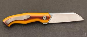  Couteau " liner-lock " custom par Romain Lopez - Micarta butterscotch et RWL-34