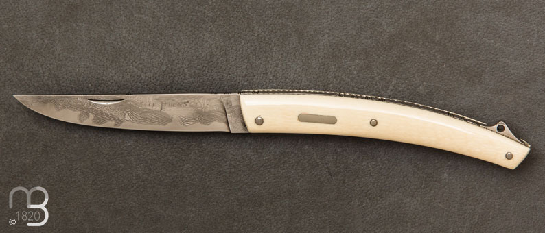  Couteau " Le Thiers 2 pices " par Robert Beillonnet - Ivoire de mammouth et damas