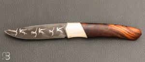   Couteau " 1820 " par Nicolas Mestrallet - Atelier du couteau de Vaunaveys - Damas "Pégase" et bois de fer
