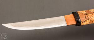   Couteau  "Aïkuchi " fixe par Citadel Dep Dep - Hêtre debout stabilisé