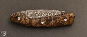   Couteau " Ariégeois " par la Coutellerie Savignac - Loupe d'érable stabilisée et Damasteel
